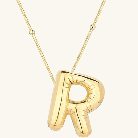 Gold Plated Balloon Letter R Women's Silver Necklace