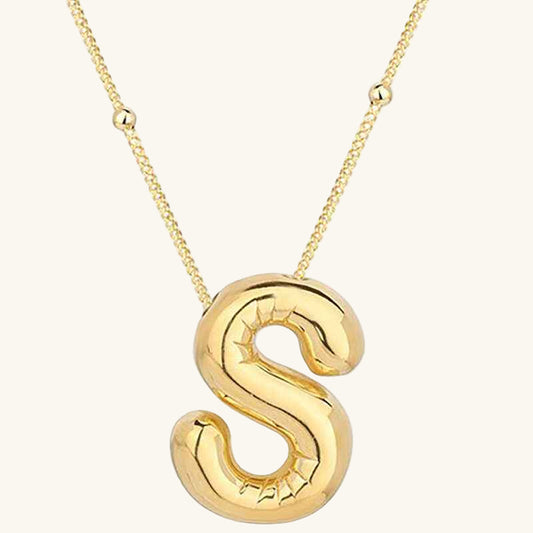 Gold Plated Balloon S Letter Women's Silver Necklace