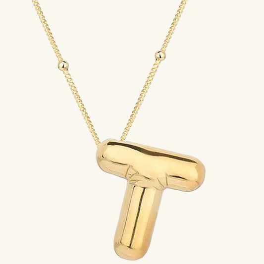 Gold Plated Balloon T Letter Women's Silver Necklace