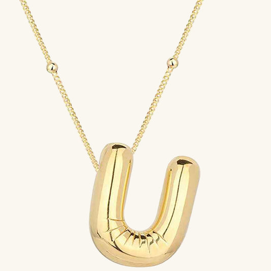 Gold Plated Balloon U Letter Women's Silver Pendant