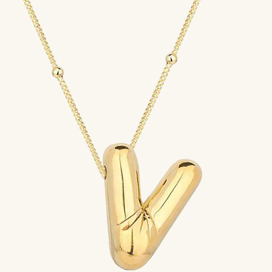 Gold Plated Balloon V Letter Women's Silver Pendant