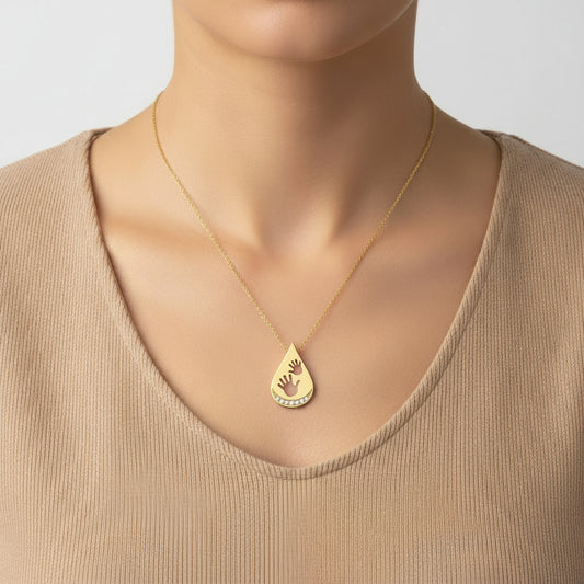 Gold Plated Baby Hands Women's Silver Necklace