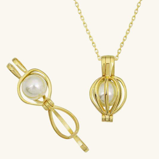 Gold Plated White Pearl Women's Silver Necklace