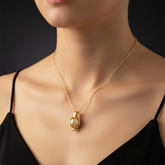 Gold Plated White Pearl Women's Silver Necklace