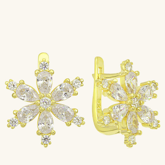 Vergoldete weiße Lotusblüten-Ohrringe für Damen