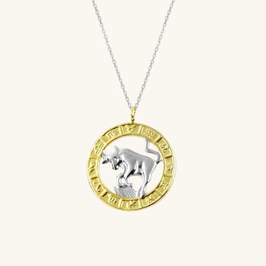 Gold Plated Taurus Zodiac Silver Necklace