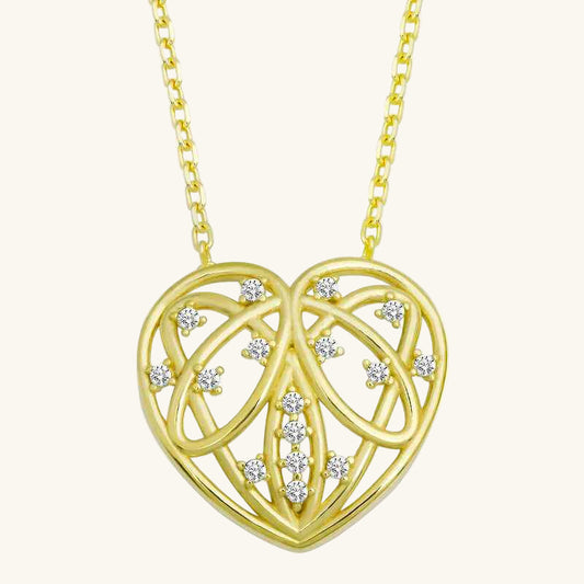 Gold Plated Domed Heart Women's Silver Necklace
