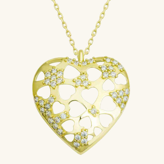 Gold Plated Domed Heart Women's Silver Pendant