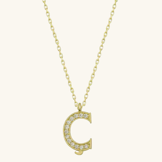 Gold Plated Ç Letter Women's Silver Necklace