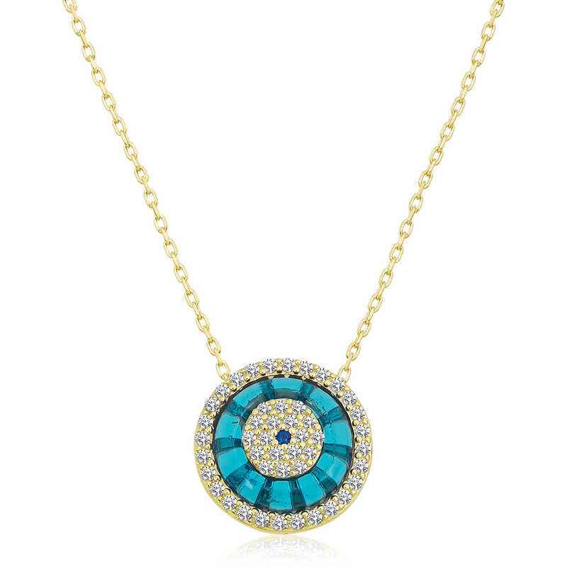 Gold Plated Camgöz Nazar Women's Silver Necklace