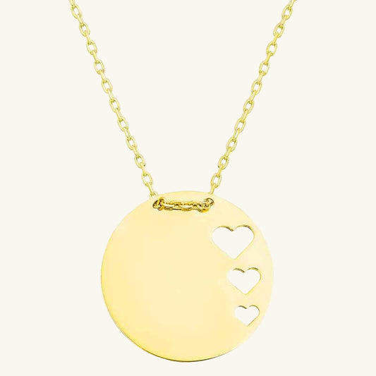 Gold Plated Circle Heart Women's Silver Necklace