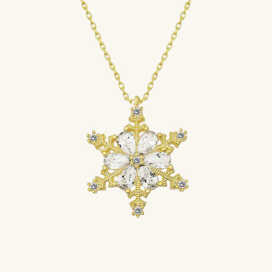 Gold Plated Snow Flower Women's Silver Necklace