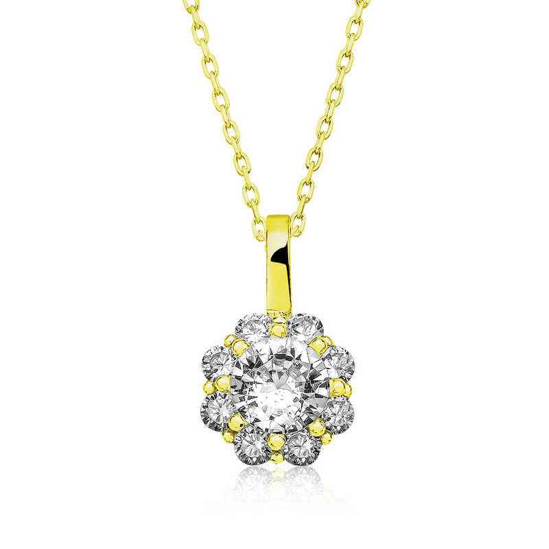 Gold Plated Flower Women's Silver Necklace