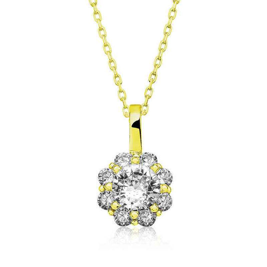 Gold Plated Flower Women's Silver Necklace