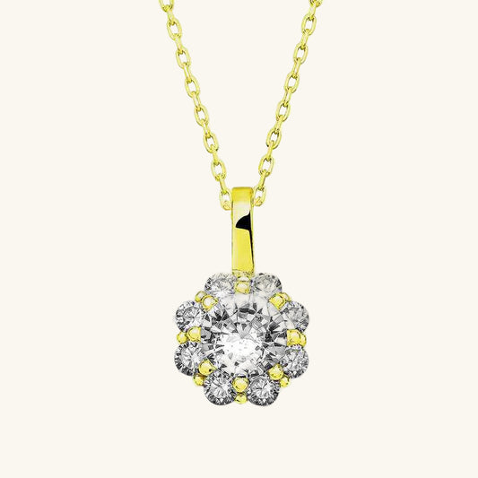 Gold Plated Flower Women's Silver Necklace
