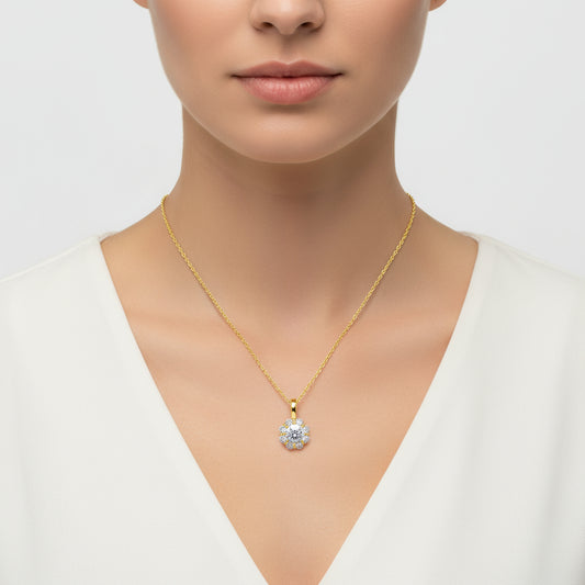 Vergoldete Blume Damen Silber Halskette