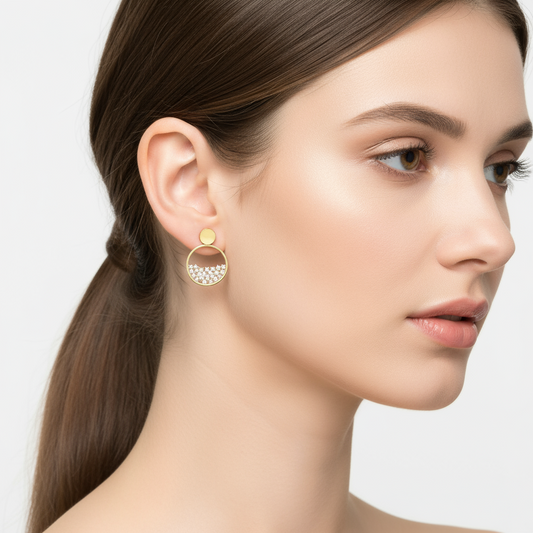 Gold Plated Dew Drop Women's Silver Earrings