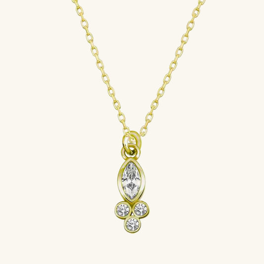 Gold Plated Dewdrop Shuttle Solitaire Women's Silver Necklace