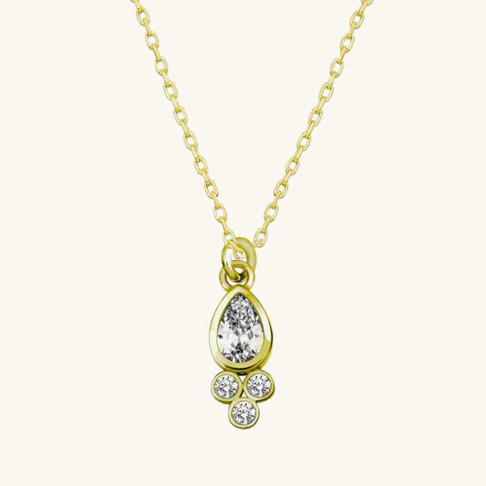 Gold Plated Dewdrop Solitaire Women's Silver Necklace