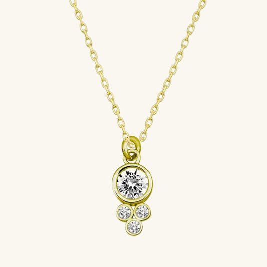 Gold Plated Dewdrop Round Solitaire Women's Silver Necklace