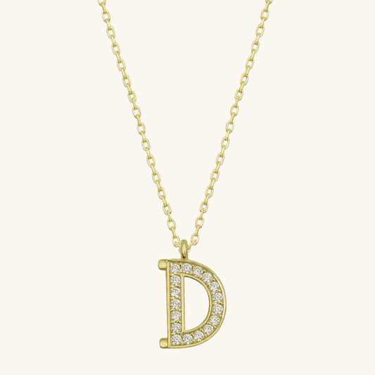 Vergoldete Damen-Silberkette mit dem Buchstaben D