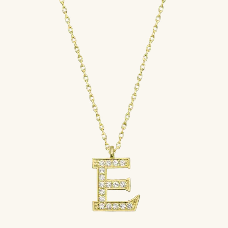 Gold Plated E Letter Women's Silver Necklace