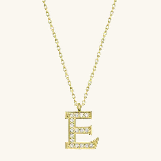 Gold Plated E Letter Women's Silver Necklace