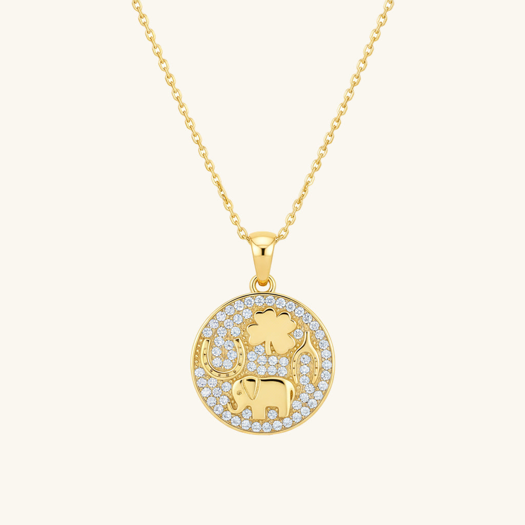 Gold Plated Elephant Motif Luck Women's Silver Necklace