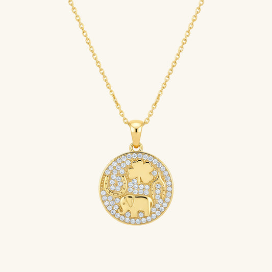 Gold Plated Elephant Motif Luck Women's Silver Necklace