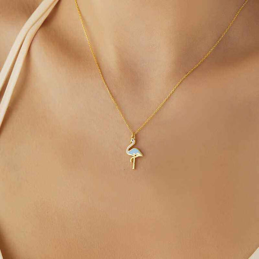Gold Plated Flamingo Women's Silver Necklace
