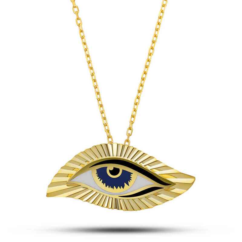 Gold Plated Night's Eye Women's Silver Necklace