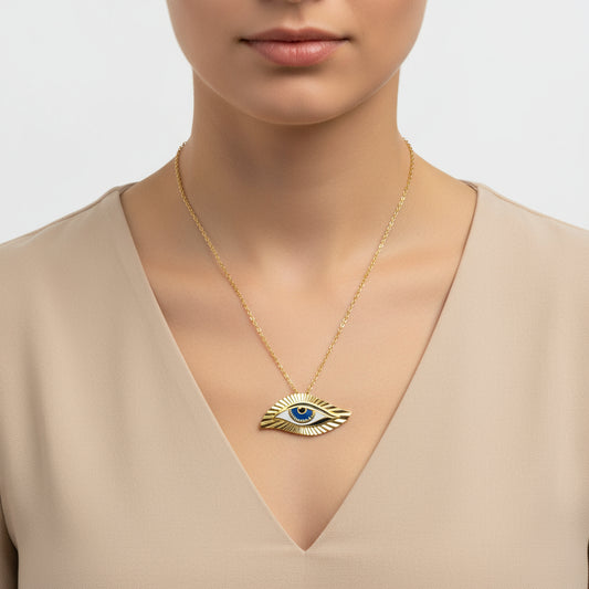 Gold Plated Night's Eye Women's Silver Necklace