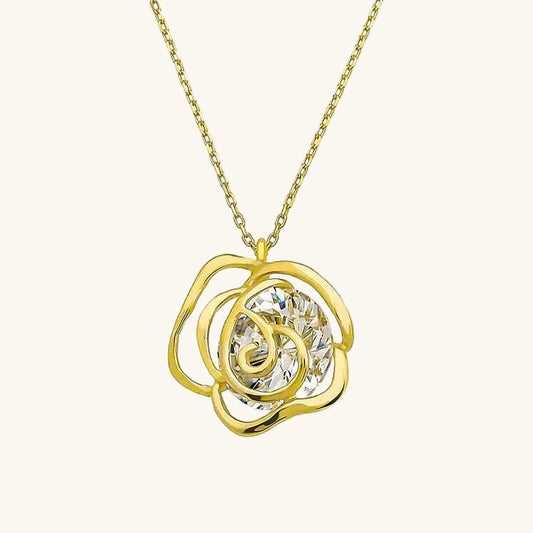 Gold Plated Rose Women's Silver Necklace