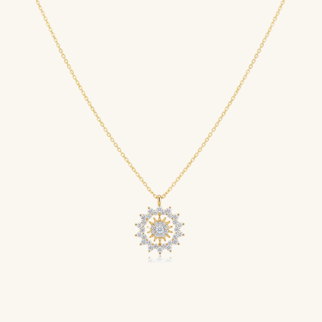 Gold Plated Sun Women's Silver Necklace