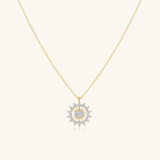 Gold Plated Sun Women's Silver Necklace