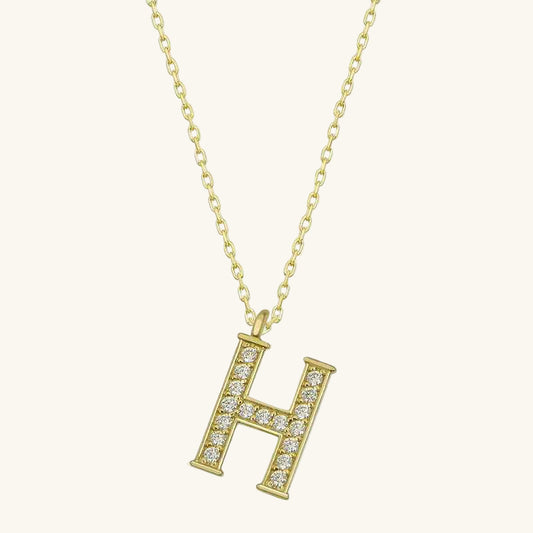 Gold Plated H Letter Women's Silver Necklace
