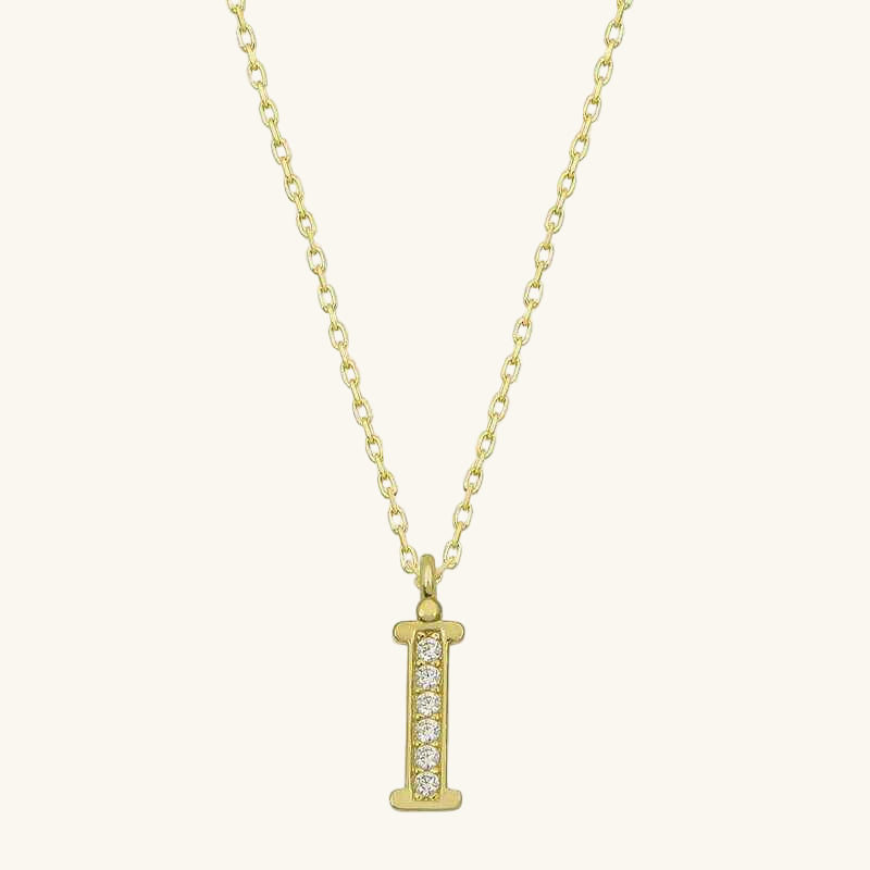 Gold Plated Letter I Women's Silver Necklace