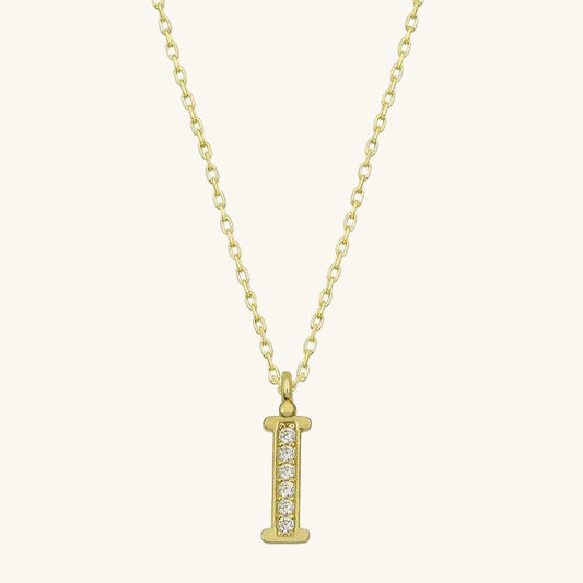 Gold Plated Letter I Women's Silver Necklace