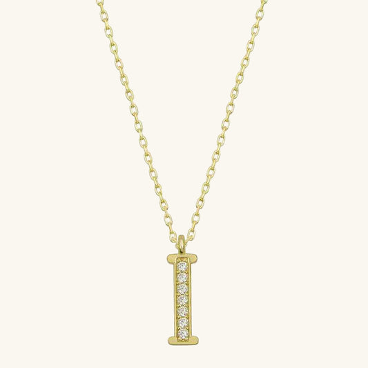 Gold Plated I Letter Women's Silver Necklace