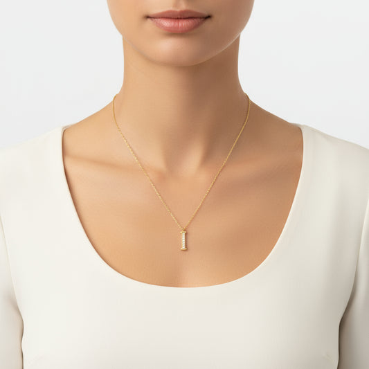 Vergoldete Damen-Silberkette mit Buchstaben „I“