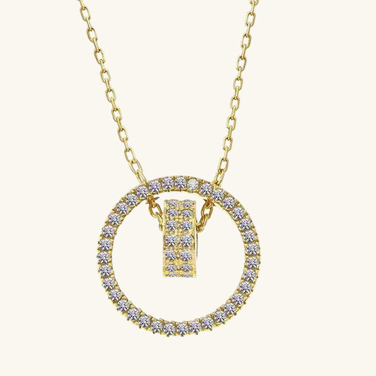 Interlocking Circle Gold Plated Women's Silver Necklace