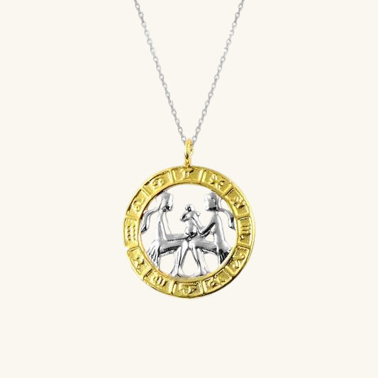 Gold Plated Gemini Zodiac Silver Necklace