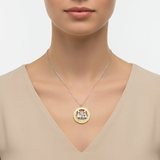 Gold Plated Gemini Zodiac Silver Necklace