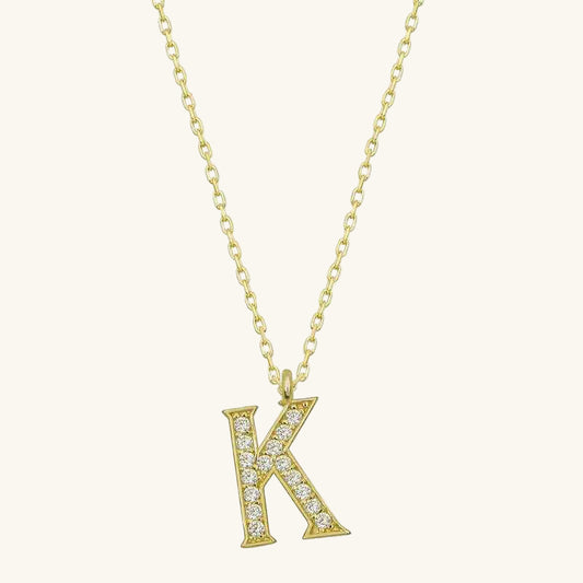 Gold Plated K Letter Women's Silver Necklace