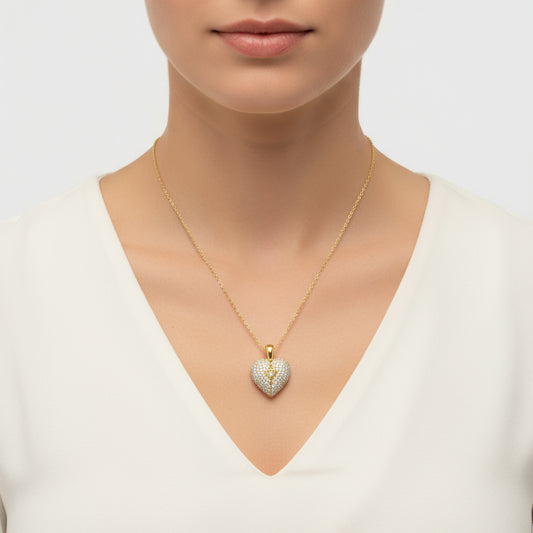 Gold Plated Secret in My Heart Silver Necklace
