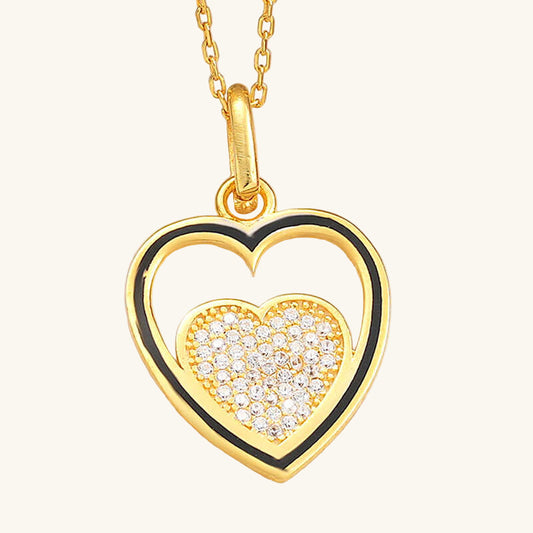Collier en argent plaqué or pour femme avec cœur