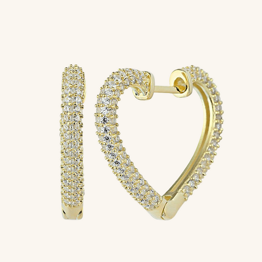 Boucles d'oreilles en argent plaqué or pour femme avec cœur