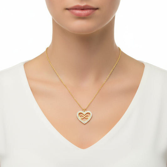 Gold Plated Heart Infinity Women's Silver Necklace