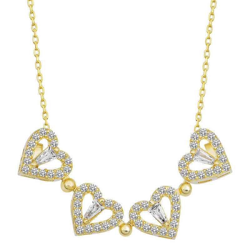 Gold Plated Heart Openable Clover Women's Silver Necklace