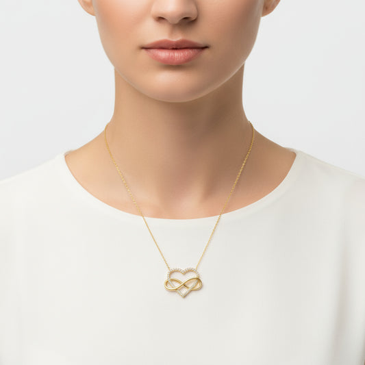 Vergoldete Herz Infinity Damen Silber Halskette